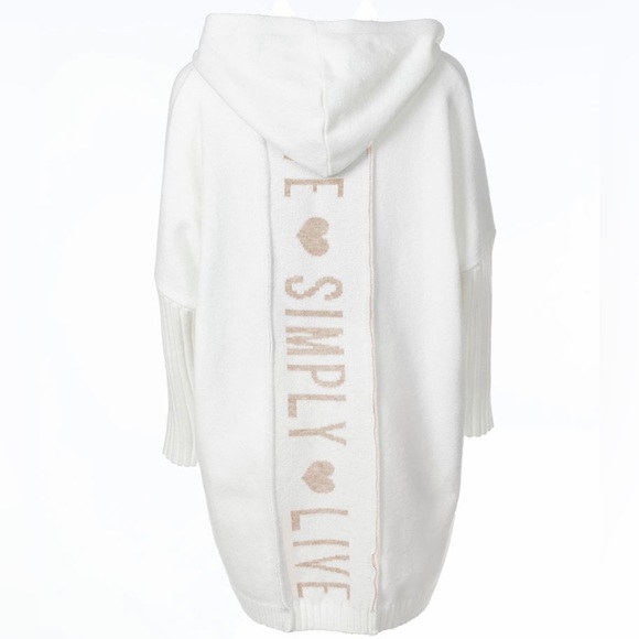 New KOANDAILY Letter Heart Print Hooded Longline Oversized Cardigan Size Small - Picture 4 of 5